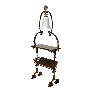 Antique Oscar Bach Victorian Marble Library Lamp Table W/ Griffin Motif