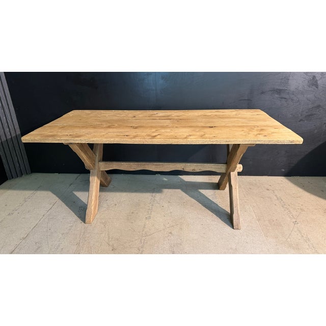 1900 - 1909 X Legs Farmhouse Dining Table in Oak, 1900s For Sale - Image 5 of 17