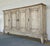 Timeless Rustic Antique White Wood Four Door Buffet, six shelves showroom flor sample