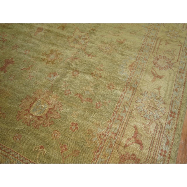 Early 21st Century Zabihi Collection Oversize Green Gold Turkish Oushak Carpet - 12'5" x 16'8" For Sale - Image 11 of 11