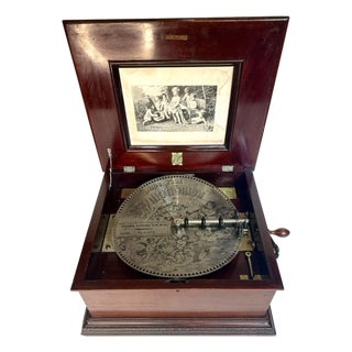 Antique SYMPHONION MUSIC BOX & DISCS DOUBLE COMB Beautiful Sound !Estate Fresh For Sale