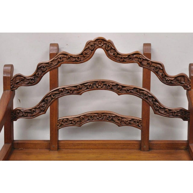 Vintage Chinoiserie Carved Teak Wood Howdah Elephant Saddle Accent Chair For Sale - Image 4 of 12