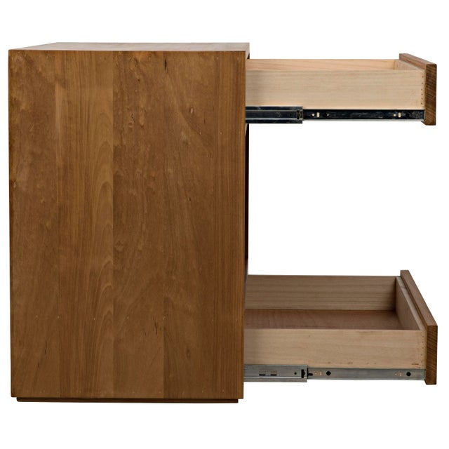 NOIR Sylvia Two Drawer Side Table in Gold Teak For Sale In Los Angeles - Image 6 of 8