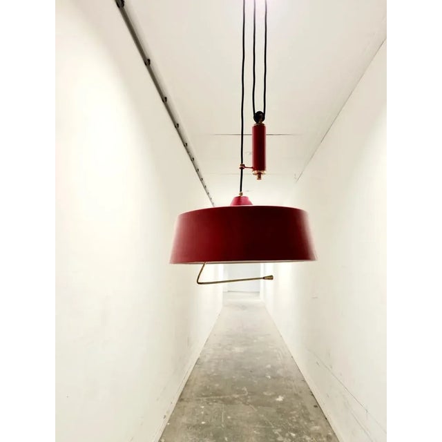 Mid-Century Modern Italian Counterweight Counterbalance Pendant, 1950s For Sale - Image 3 of 9