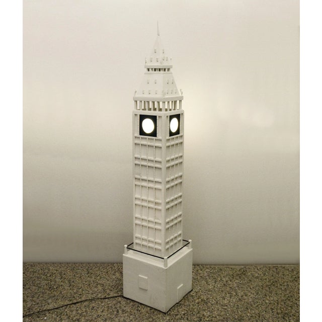 - Big Ben sculptural floor lamp - Handmade in the 1970s - White painted wood with black details Up to 250V (Europe/UK...