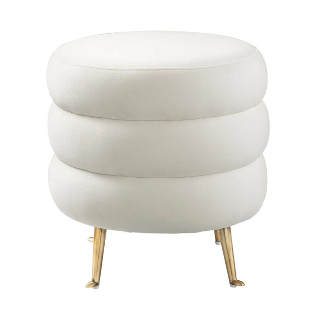 Ladder Cream Velvet Ottoman For Sale In Los Angeles - Image 6 of 6