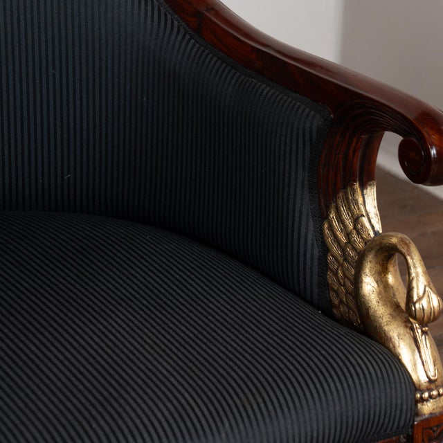 Brown 19th-Century Danish Mahogany Biedermeier Armchairs With Carved Swans For Sale - Image 8 of 18