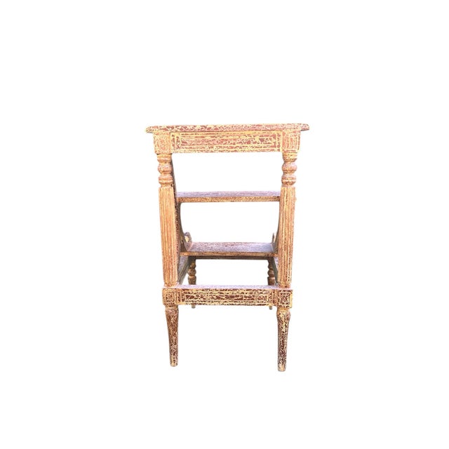 Gold Antique Library Steps or Three-Tiered Side Table For Sale - Image 8 of 9