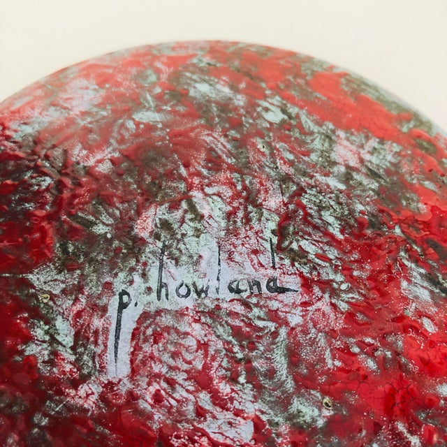 Vintage Midcentury Signed Enamel Mythical Bird Plate For Sale - Image 4 of 6