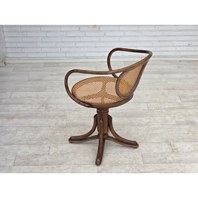 Swivel Armchair in Bentwood and Furniture Mesh, 1950s For Sale - Image 10 of 18
