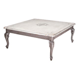 Italian French Country Coffee Table in Antique White Finish For Sale