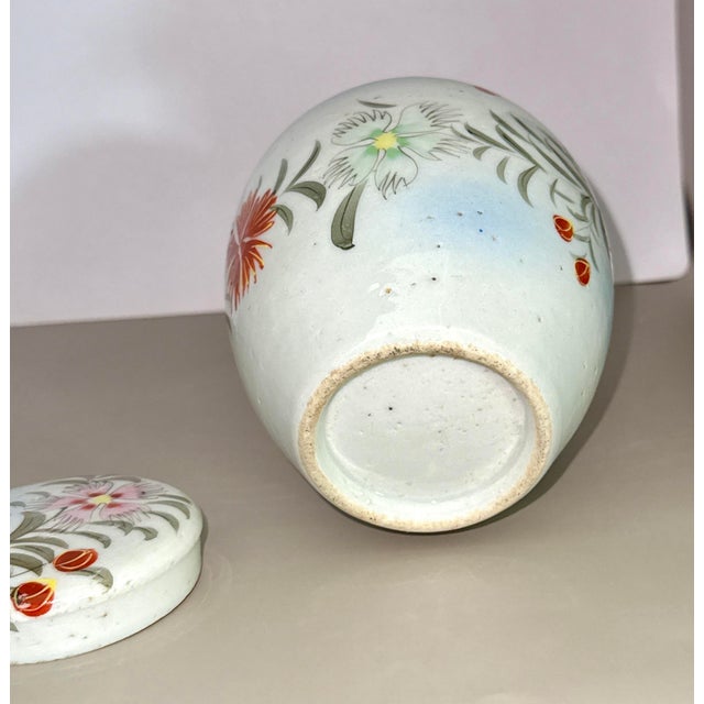 Mid Century Hand Painted Floral Lidded Jar For Sale - Image 13 of 14