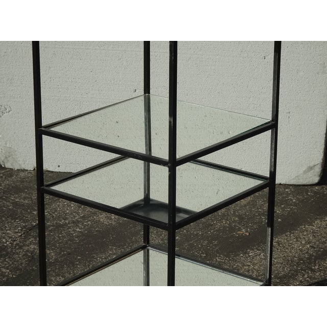 Black Etagere W Eight Mirrored Metal Shelves ~ Narrow Book Shelf Book Case #2 For Sale - Image 11 of 15