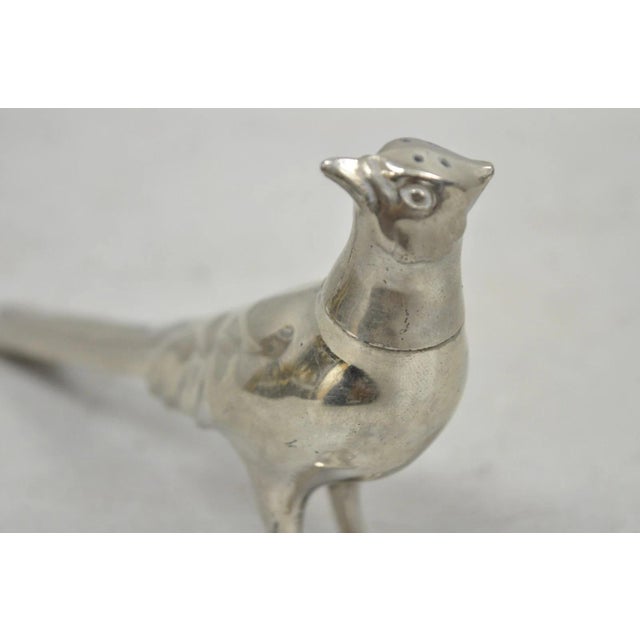 Vintage Pheasant Bird Silver Plated Figurine Salt & Pepper Shakers - A Pair For Sale In Philadelphia - Image 6 of 15