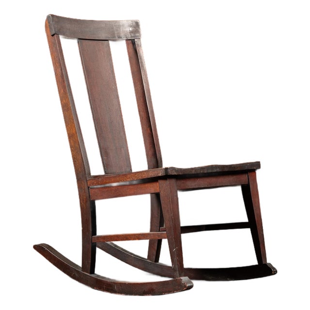 Early 20th Century Arts and Crafts Mahogany Rocking Chair For Sale