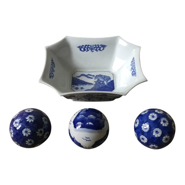 Vintage Chinoiserie Bowl and Balls 4 Piece Set Chairish