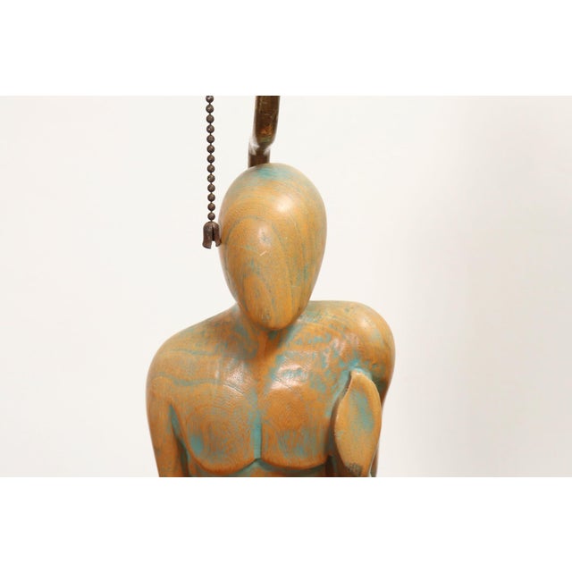 Vintage Male and Female Figural Carved Table Lamps by Clifford C Stasack - Pair For Sale - Image 11 of 18