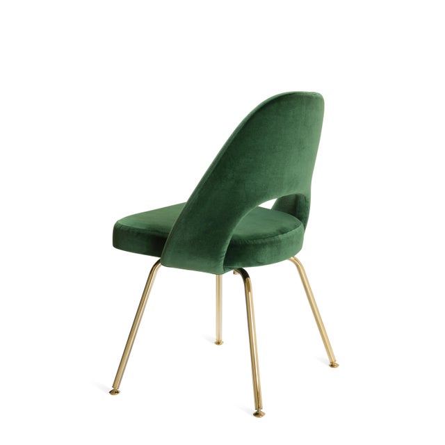 Saarinen Executive Armless Chairs in Emerald Velvet, Gold Edition For Sale In New York - Image 6 of 7