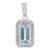 Baguette Cut 1.7 Ct Aquamarine & Diamond Halo Pendant Charm in 925 Sterling Silver For Sale