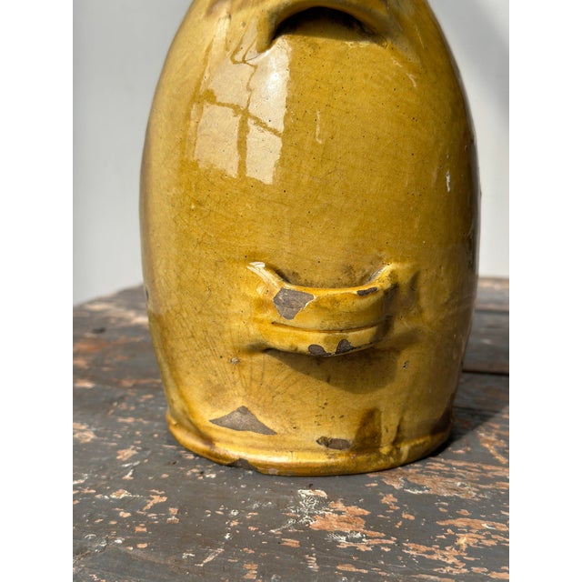 Antique French Conscience Yellow Glazed Pottery Vessel, Circa Mid 19th Century For Sale - Image 11 of 12