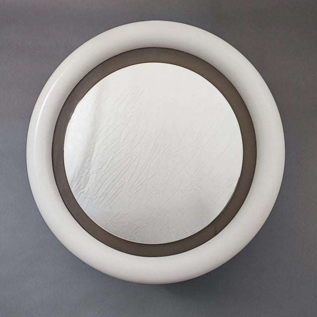 Round White Backlit Mirror, 1970s For Sale - Image 3 of 7