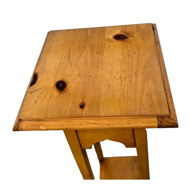 Lane Furniture Vintage Lane Wood Plant Stand Museum Folk Art Pedestal Tall Accent Table For Sale - Image 4 of 14