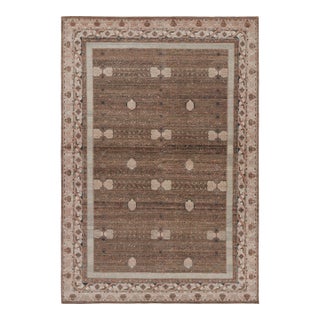 Rug & Kilim’s Block Print Runner Rug in Beige-Brown, with Geometric Patterns - 3x10 For Sale