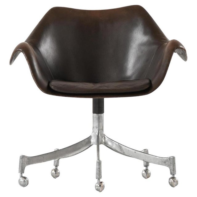 Office Chair in Aluminum and Leather attributed to Jørgen Lund and Ole Larsen, 1960s For Sale - Image 9 of 9