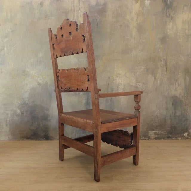Carved Throne Chair, 1880s For Sale - Image 3 of 11