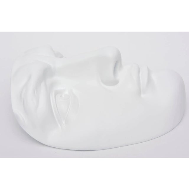 Mid-Century Modern Vintage 1960's White Resin and Plaster Face Wall Sculpture For Sale - Image 3 of 11