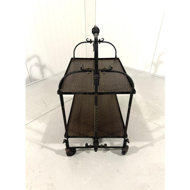 1960s Brutalist Wrought Iron Folding Serving Trolley, 1950s For Sale - Image 5 of 15