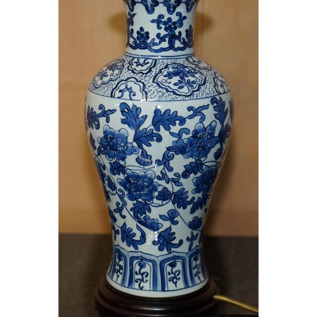 Blue Large Chinese Porcelain Table Lamp For Sale - Image 8 of 14