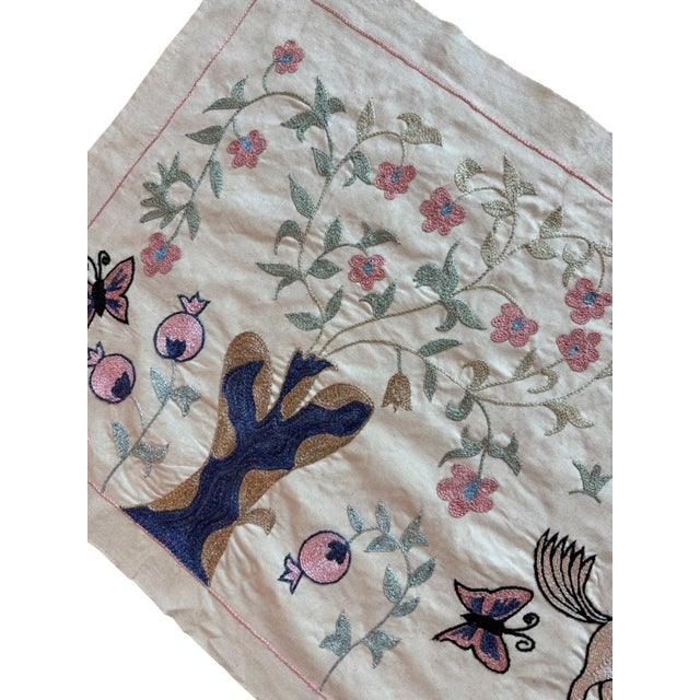 Winged Horse Suzani Wall Hanging, Gold Vines For Sale - Image 4 of 6