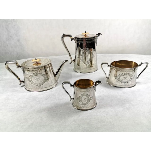 1871-1879 Victorian Silver Plated Tea and Coffee Service Set - Set of 4 For Sale - Image 13 of 13