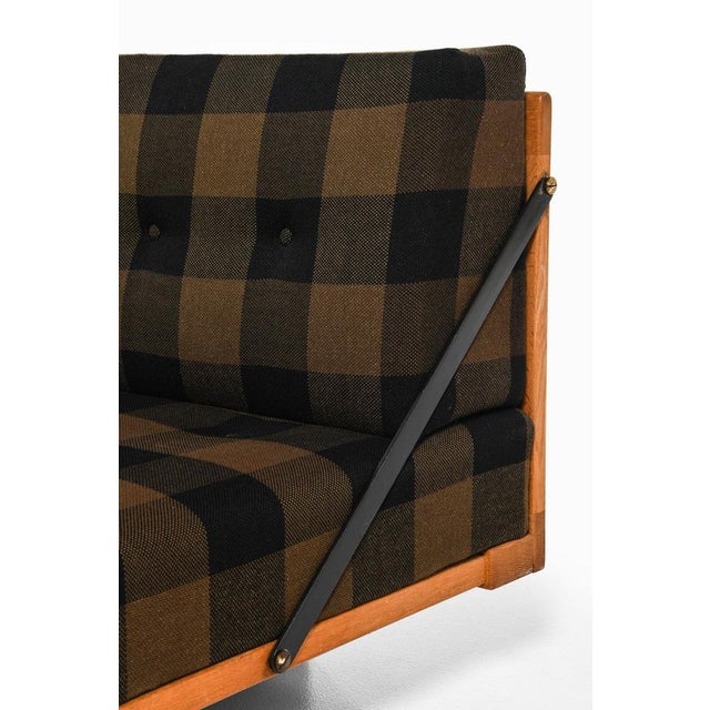 Oak, Brass, and Fabric Sofa or Daybed from Børge Mogensen, 1950s For Sale - Image 6 of 10