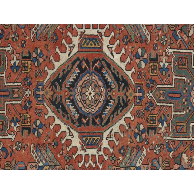 Vintage Persian Karaja Rug, Handmade Wool Oriental Rug, Rust, Ivory, Light Blue For Sale - Image 12 of 18