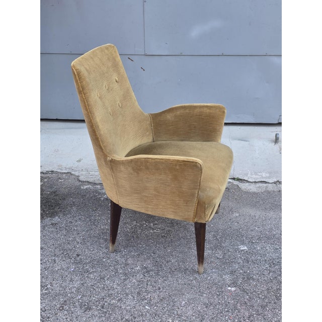 Vintage Italian Chair with Wooden Feet and Velvet Fabric, 1950s For Sale - Image 10 of 10