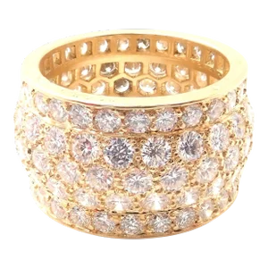 Cartier Nigeria 18k Yellow Gold Diamond Wide Band Ring Size 53