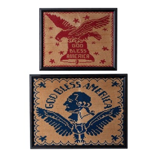 "God Bless America" Patriotic Embroideries, c.1920 For Sale