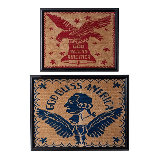 "God Bless America" Patriotic Embroideries, c.1920 For Sale