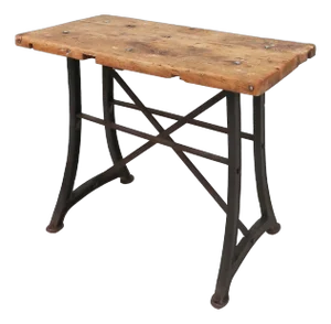 Industrial Bistro Table with Cast Iron Legs and Wooden Top, Belgium, 1920s