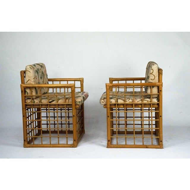 Beige Vintage Rattan and Bamboo Armchairs from Vivai Del Sud, 1960s, Set of 2 For Sale - Image 8 of 8