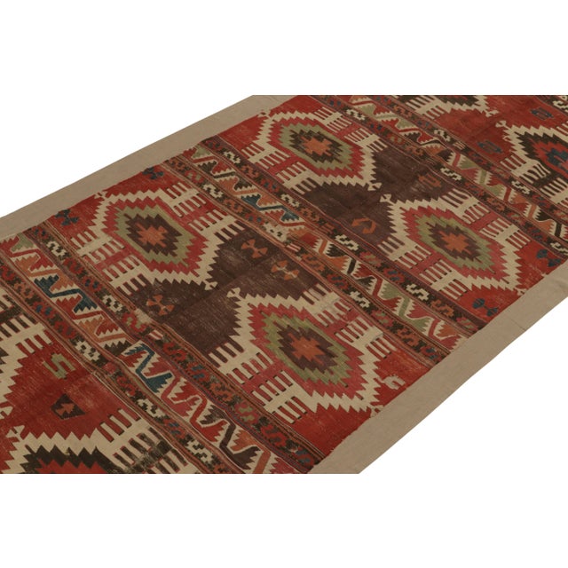 Rug & Kilim Antique Tribal Kilim Rug in Red, Beige-Brown and Green Geometric Pattern For Sale - Image 4 of 7