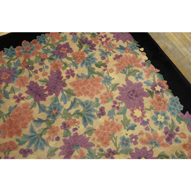 1920s Ivory Rosette Floral Antique Chinese Art Deco Carpet by Fette-Li 5' X 7' 10" Knotted Wool Rug For Sale - Image 4 of 12