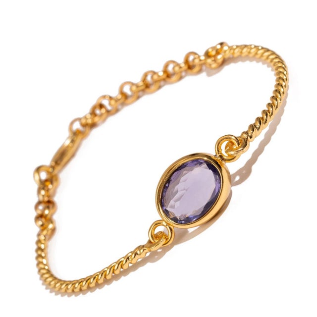 Mystic Amethyst Glow Gold Adjustable Bracelet For Sale - Image 4 of 11
