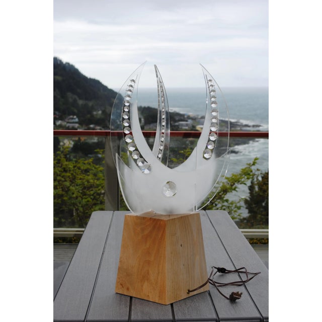 Late 20th Century Acrylic and Crystal Sculpture Table Lamp For Sale - Image 5 of 8