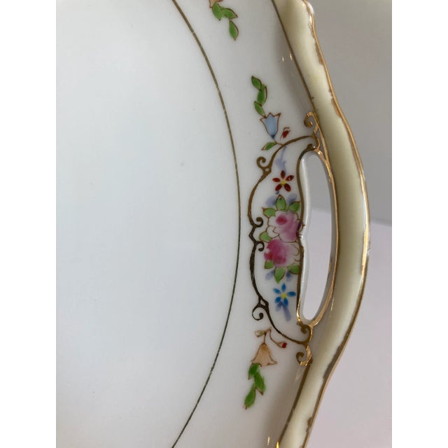 Japanese Vintage Nippon Handpainted Cake Plate With Handles For Sale - Image 3 of 9