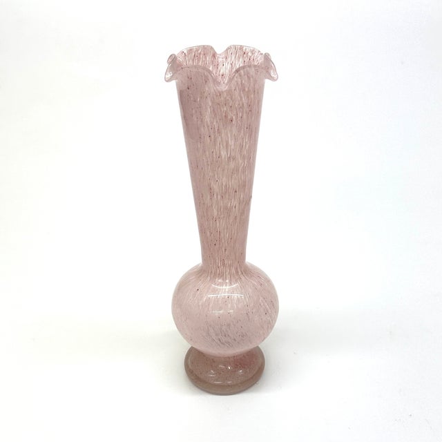 Vintage Mixed Pinks Ruffle-on-Ruffle Glass Vase Curation - Group of 5 For Sale - Image 11 of 12