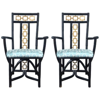 1950s Vintage James Mont Style Asian Modern Armchairs- a Pair For Sale