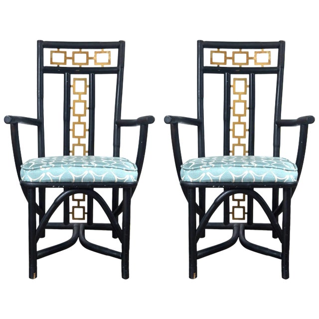 1950s Vintage James Mont Style Asian Modern Armchairs- a Pair For Sale